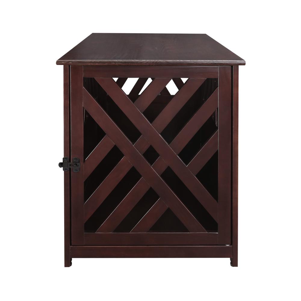 Modern Lattice Wooden Pet Crate End Table - Espresso. Picture 1