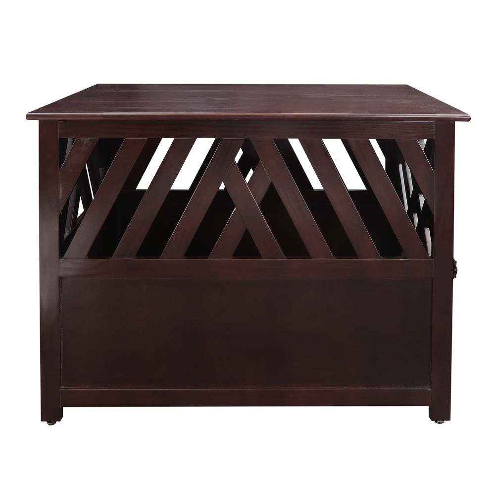Modern Lattice Wooden Pet Crate End Table - Espresso. Picture 2