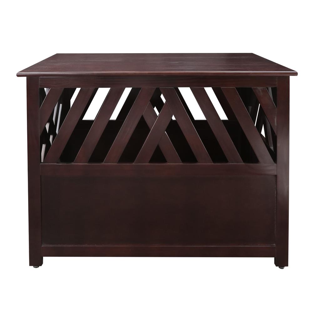 Modern Lattice Wooden Pet Crate End Table - Espresso. Picture 3