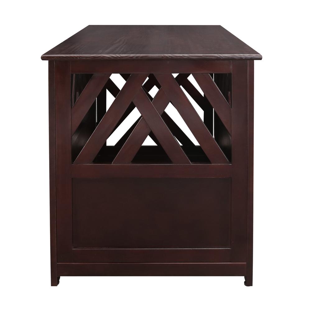 Modern Lattice Wooden Pet Crate End Table - Espresso. Picture 4