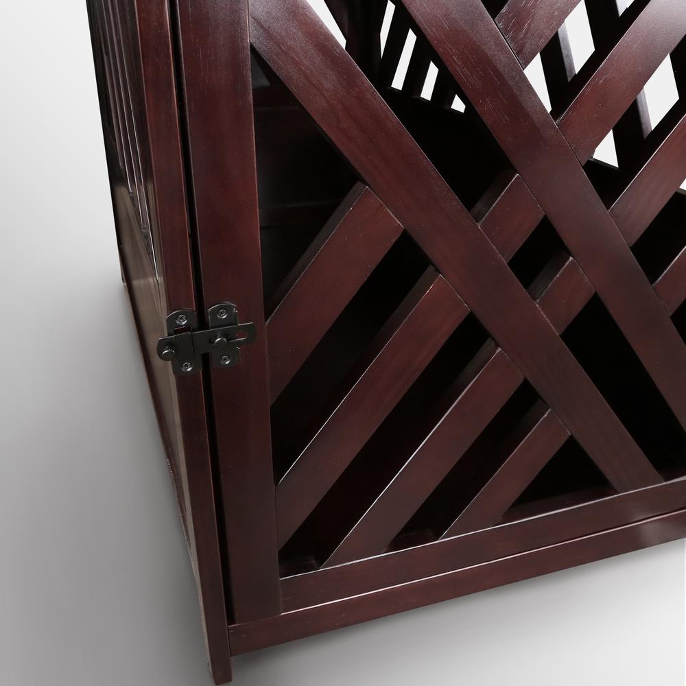 Modern Lattice Wooden Pet Crate End Table - Espresso. Picture 11