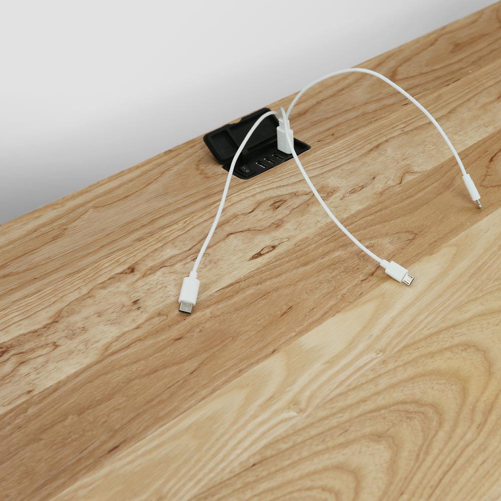 Freedom Desk with USB Ports Made of Solid American Oak. Picture 11