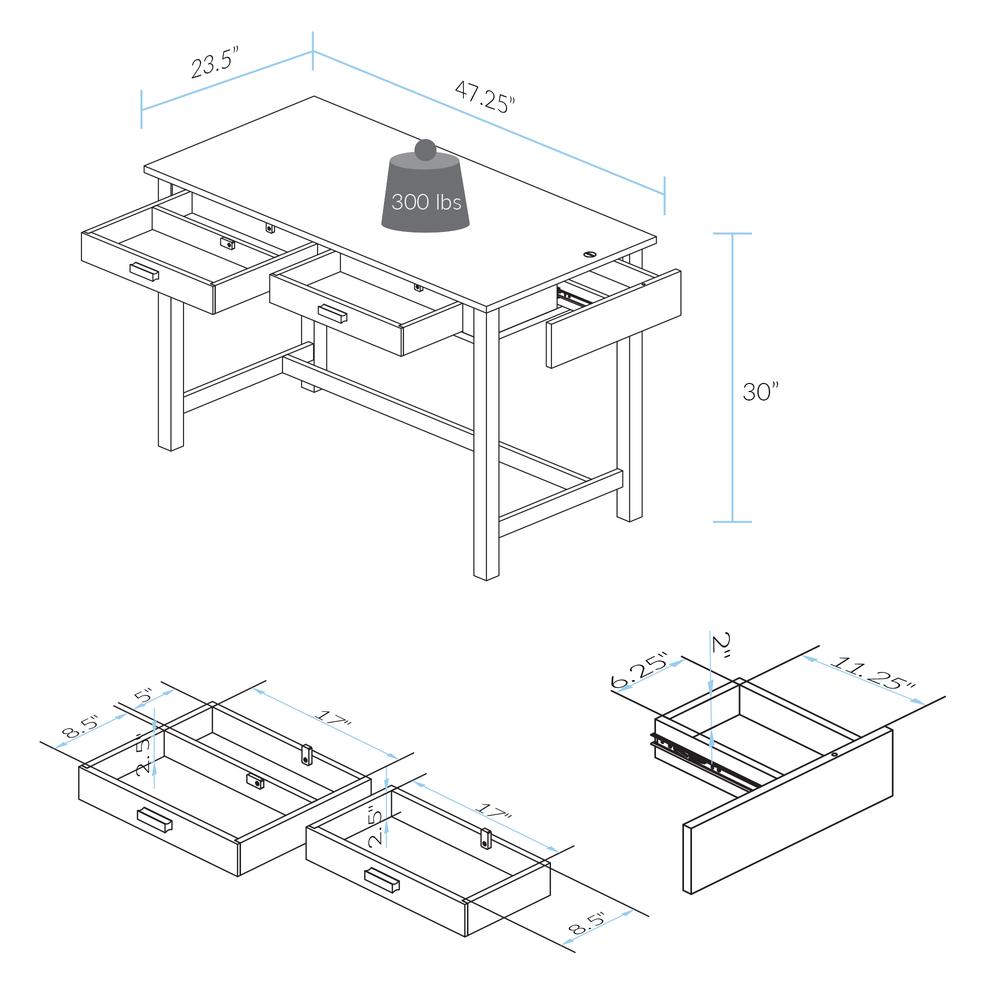 Jefferson Work Desk with Concealed Side Drawer, Concealment Furniture. Picture 9