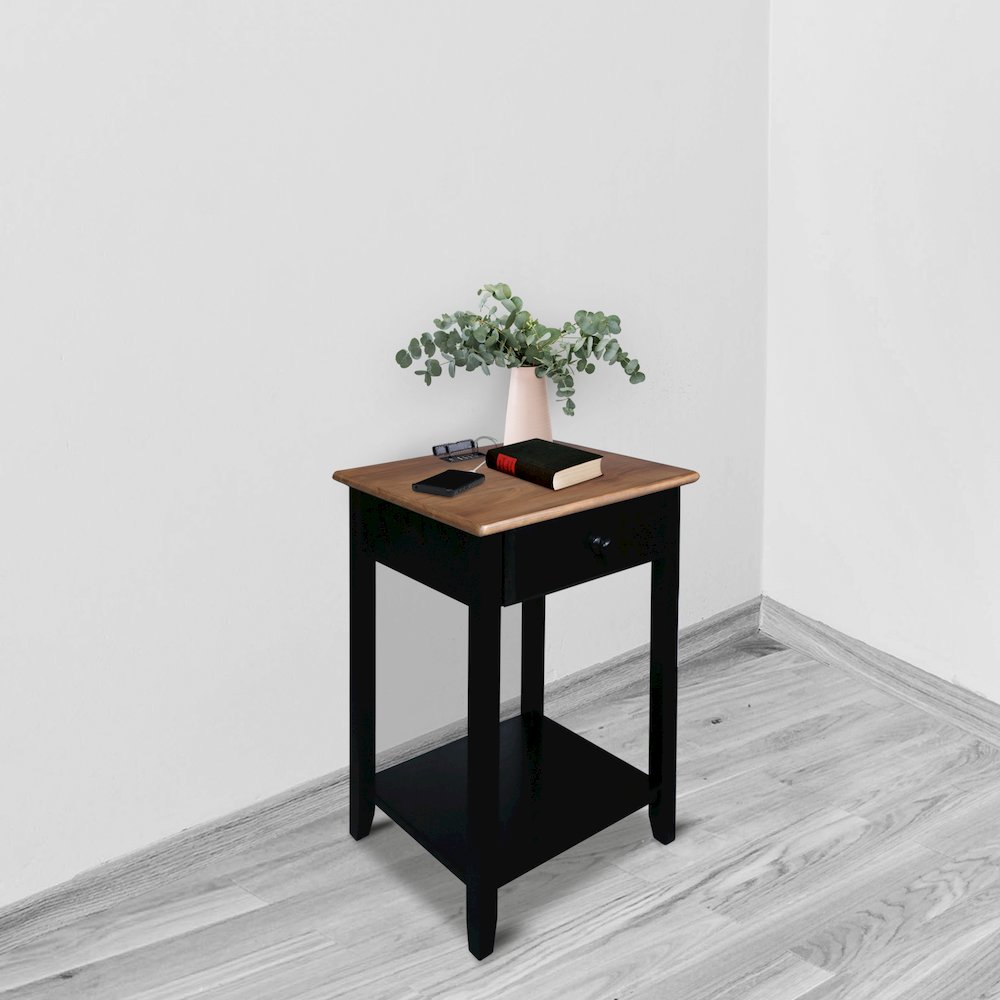 Night Owl Nightstand with USB Port - Walnut Black. Picture 8
