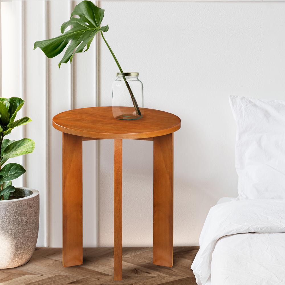 Aura 16" Round Side Table With American Gum Wood - Sweet Oak. Picture 12