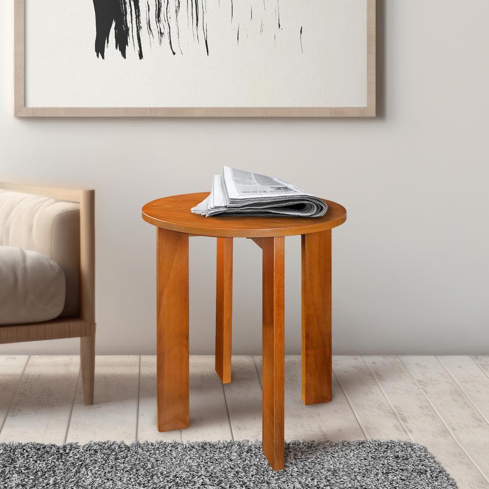 Aura 16" Round Side Table With American Gum Wood - Sweet Oak. Picture 8