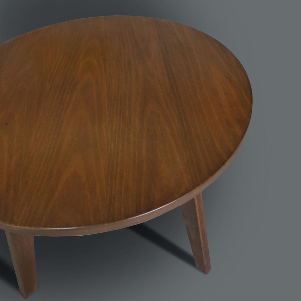 Genuine 24" Round Coffee Table with Solid American Gum - Walnut. Picture 8