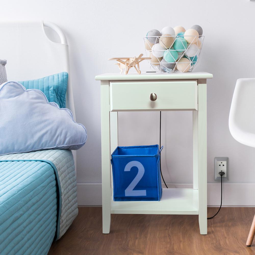 Night Owl Nightstand with USB Port-White. Picture 8