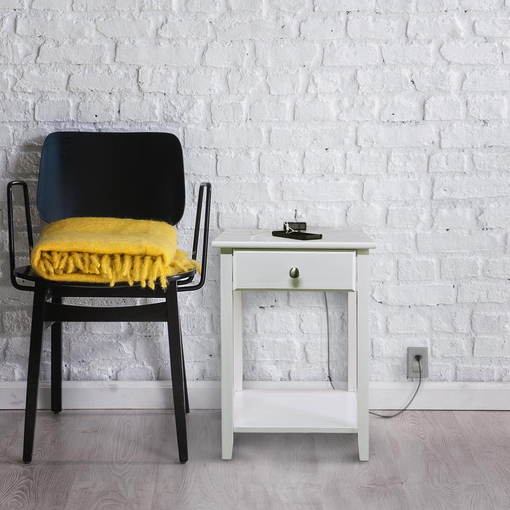 Night Owl Nightstand with USB Port-White. Picture 9