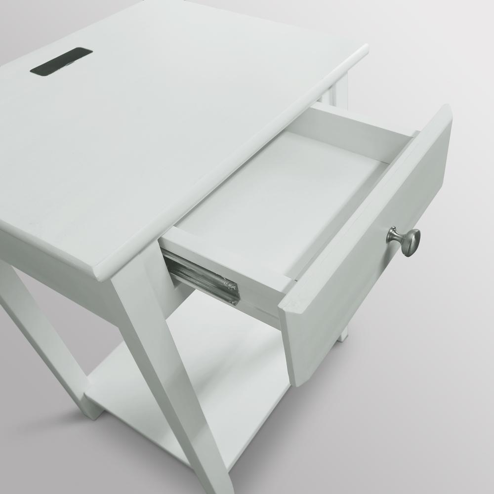 Night Owl Nightstand with USB Port-White. Picture 11