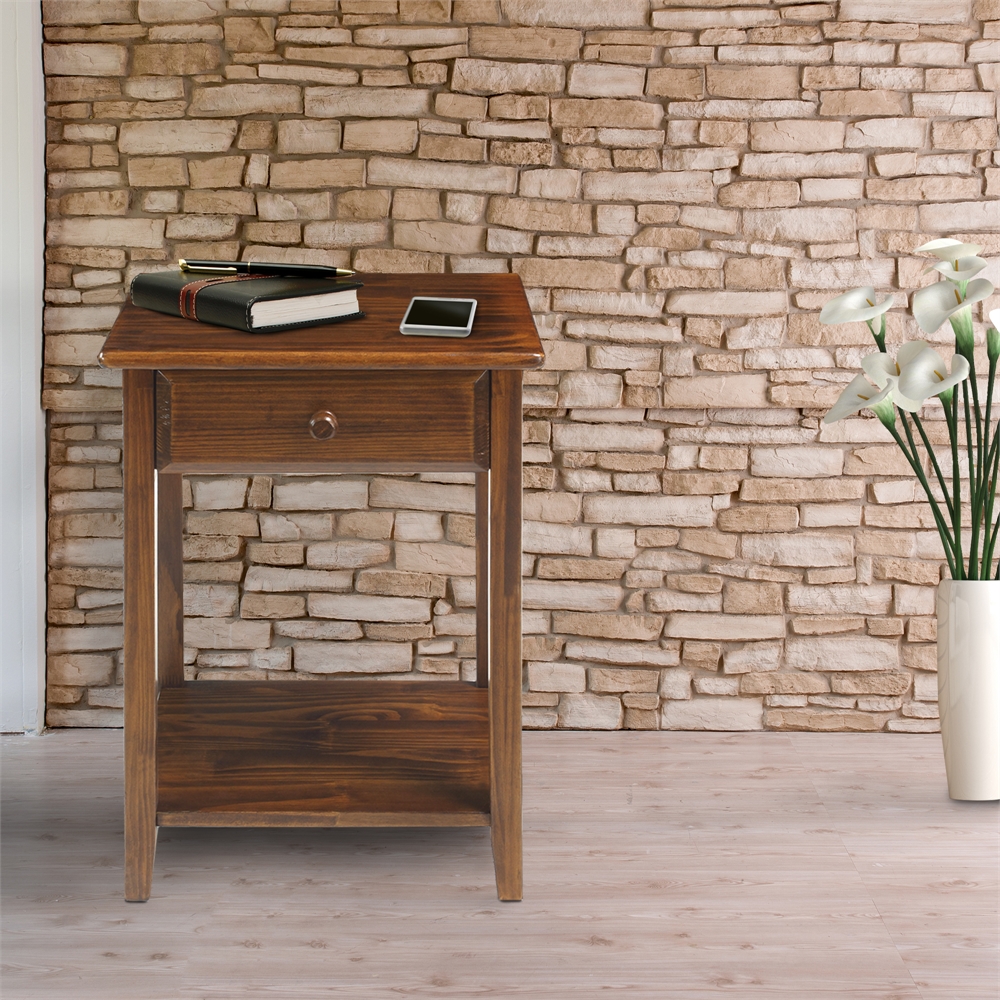 Night Owl Night Stand with USB Port-Warm Brown. Picture 8