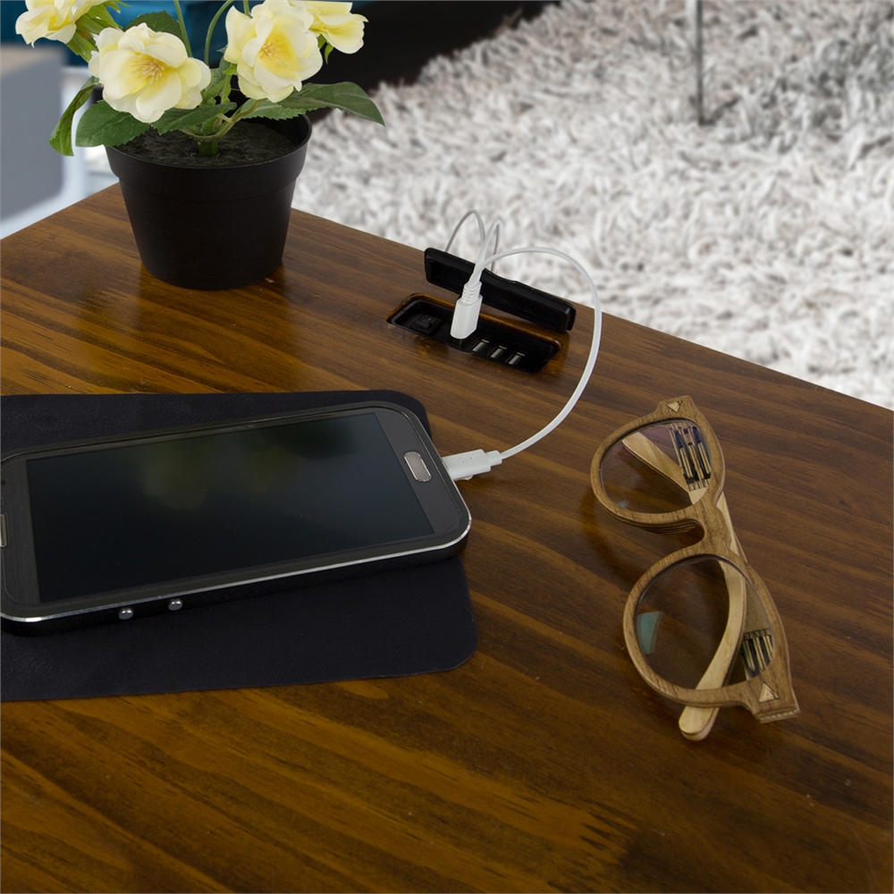 Night Owl Night Stand with USB Port-Warm Brown. Picture 10