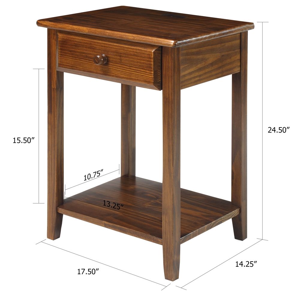 Night Owl Night Stand with USB Port-Warm Brown. Picture 5