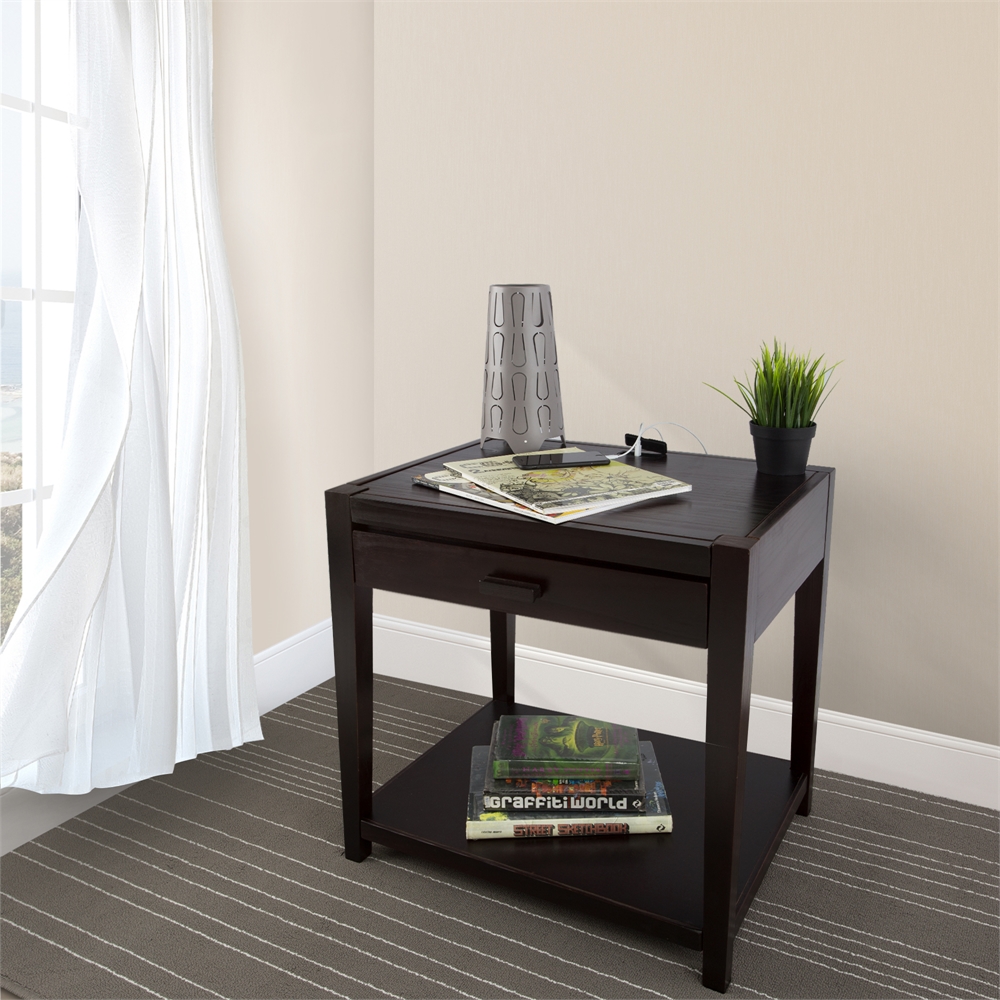 Notre Dame Night Stand with Usb Port-Espresso. Picture 11