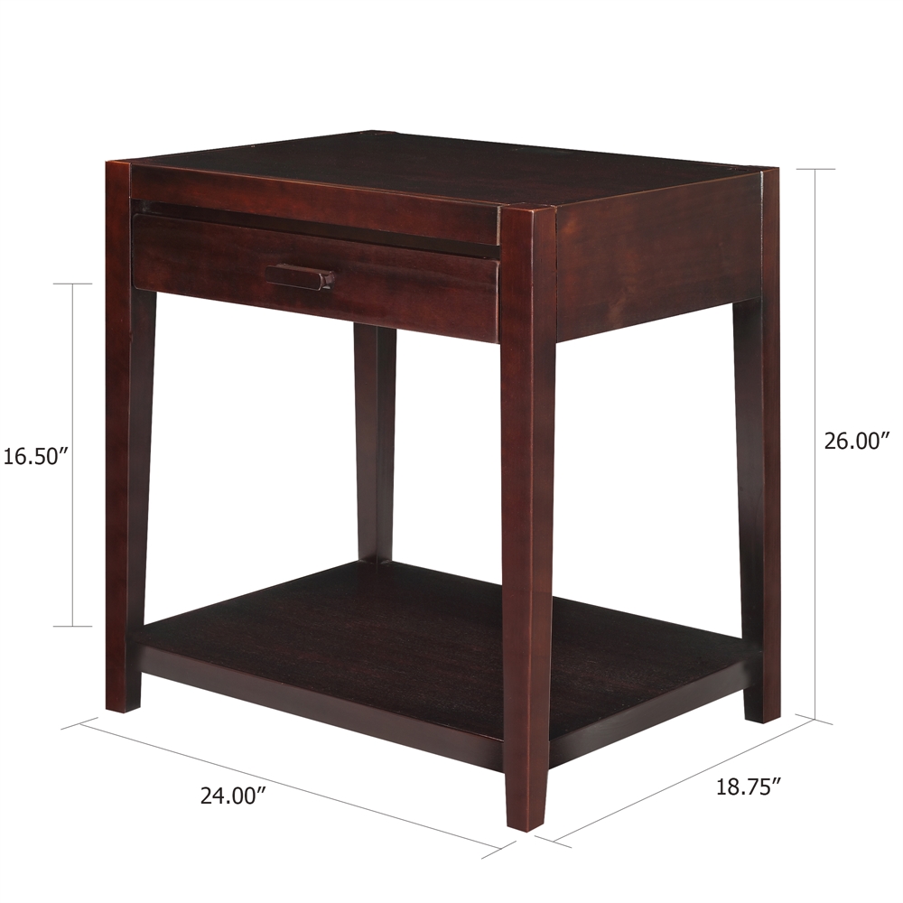 Notre Dame Night Stand with Usb Port-Espresso. Picture 6