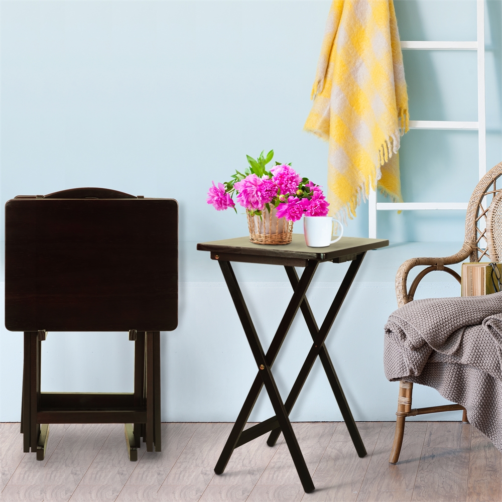 5pcs Tray Table Set-Espresso. Picture 6