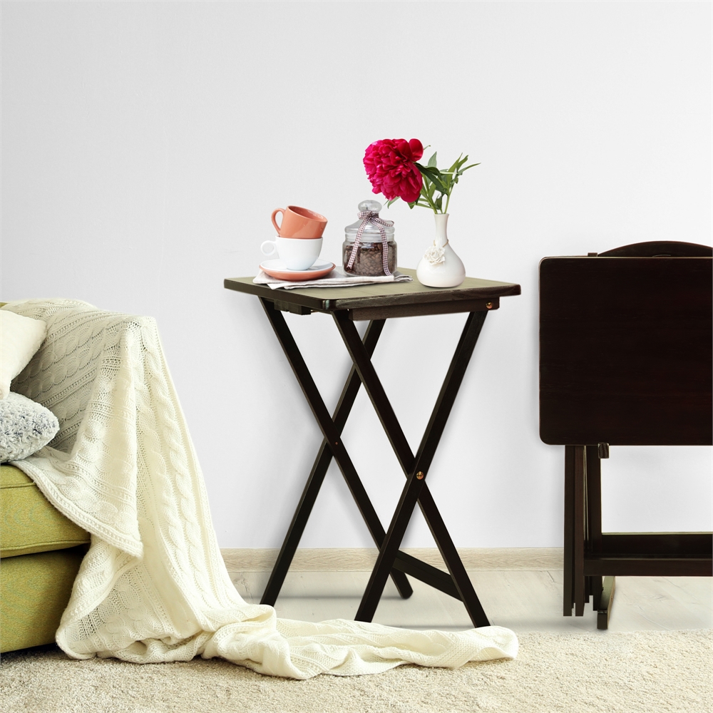 5pcs Tray Table Set-Espresso. Picture 7