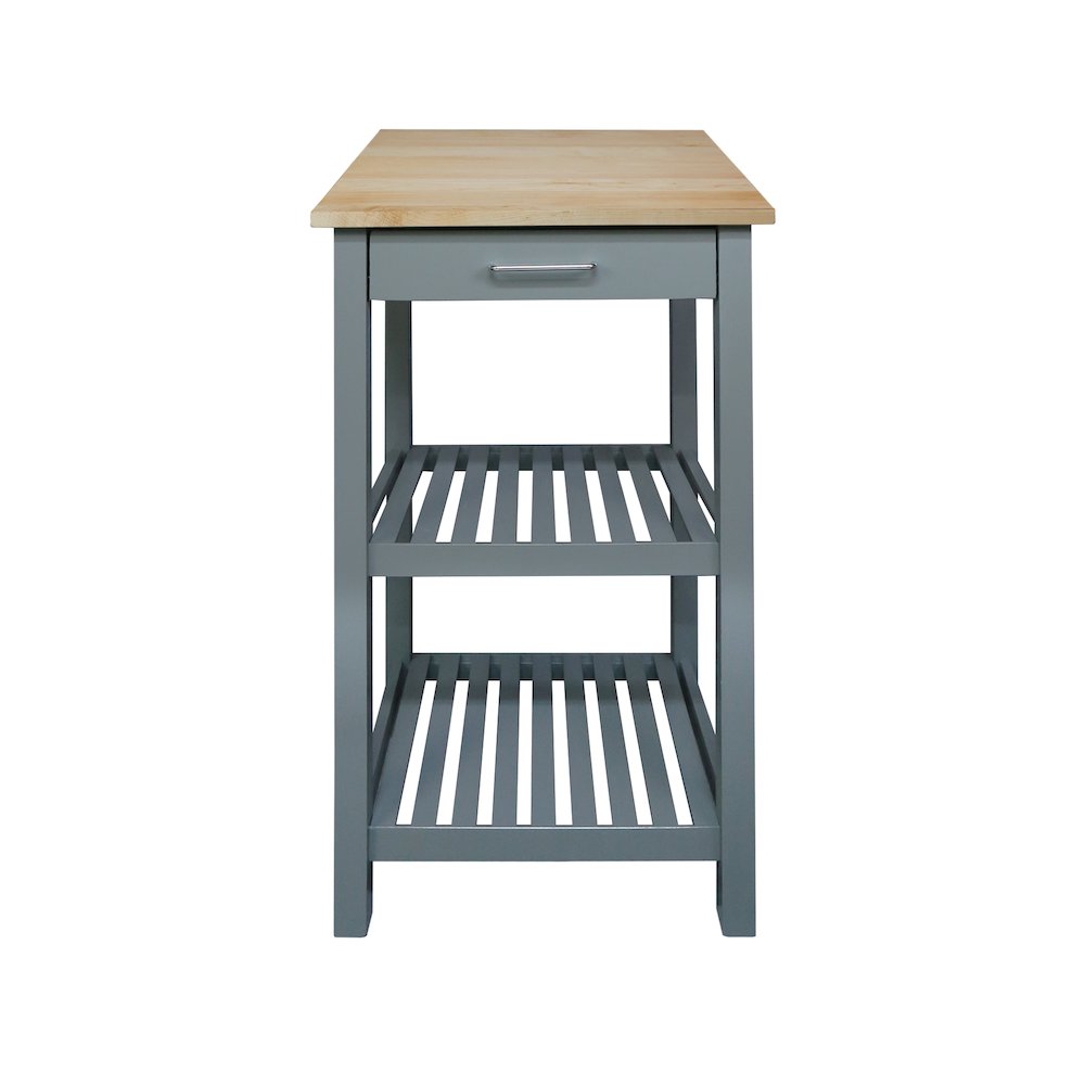 Sunrise Kitchen Island with Solid Wood Top - Slate Gray. Picture 1