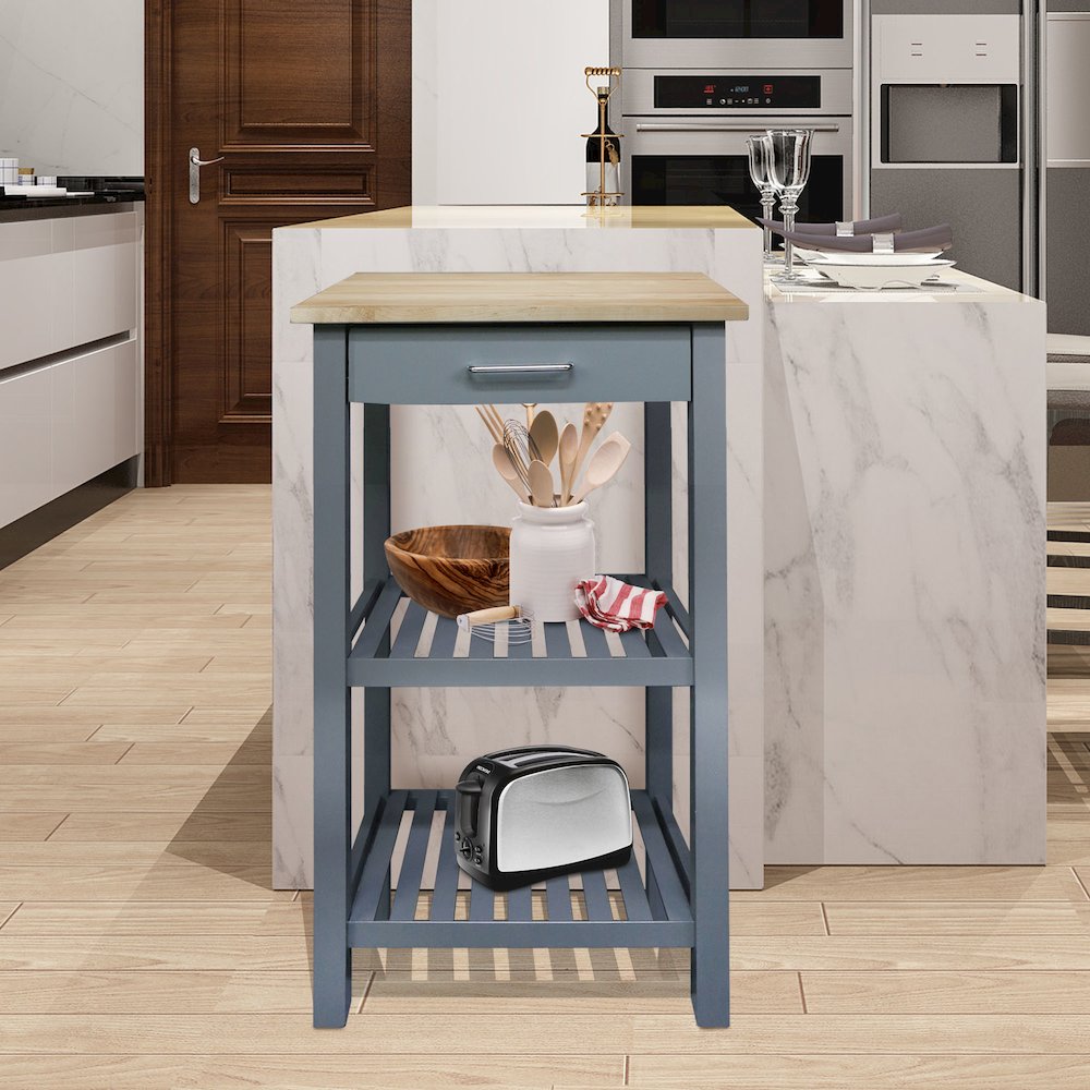 Sunrise Kitchen Island with Solid Wood Top - Slate Gray. Picture 7