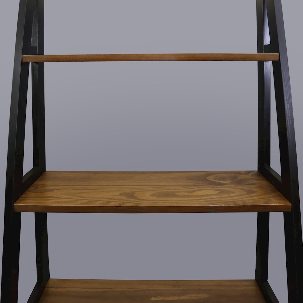 5-Shelf Ladder Bookcase - Rustic Brown/Black. Picture 11