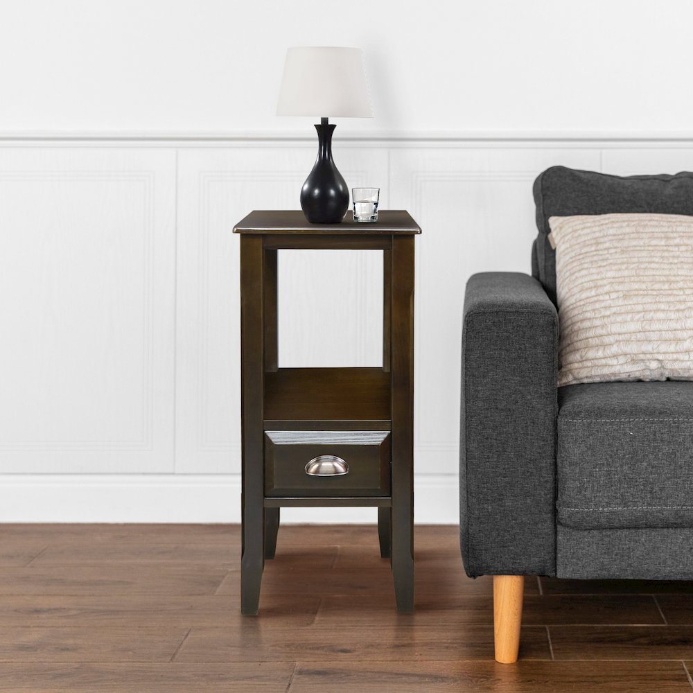 2-Tier Tall Side Table with Drawer - Java. Picture 9