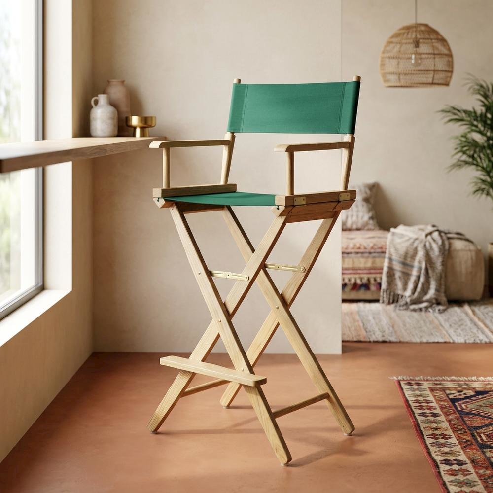 Green Extra-Wide Director's Chair, Natural Frame, 30-Inch Bar Height. Picture 3