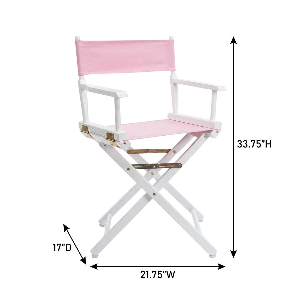 Pink Director's Chair, White Frame, 18-Inch Seat, Folding Accent. Picture 7