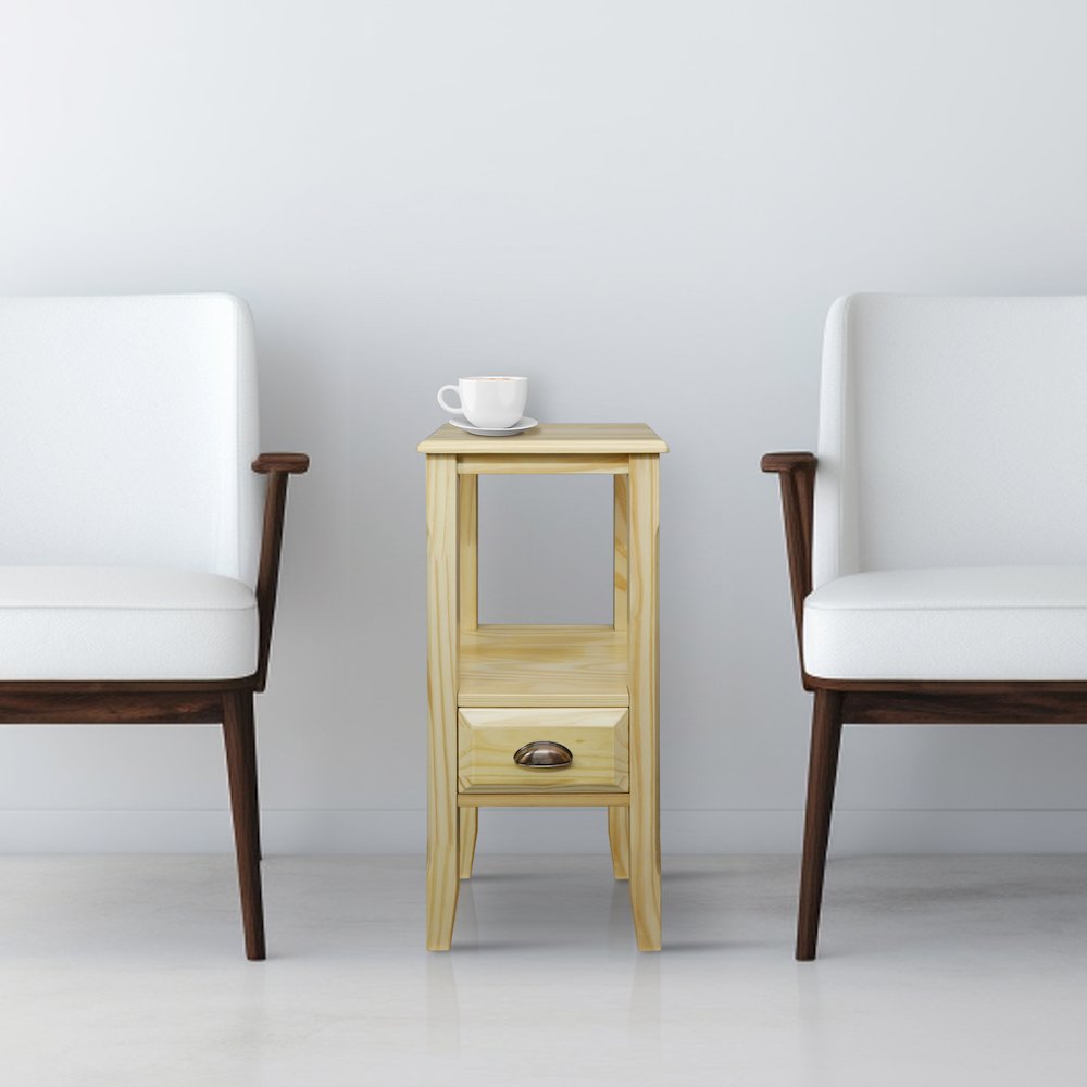 2-Tier Tall Side Table with Drawer - Natural. Picture 8