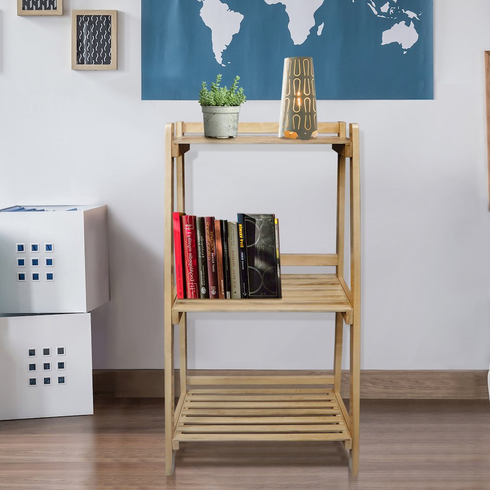 Woodhaven Slatted 3-Shelf Ladder Bookcase with Solid American Gum. Picture 8