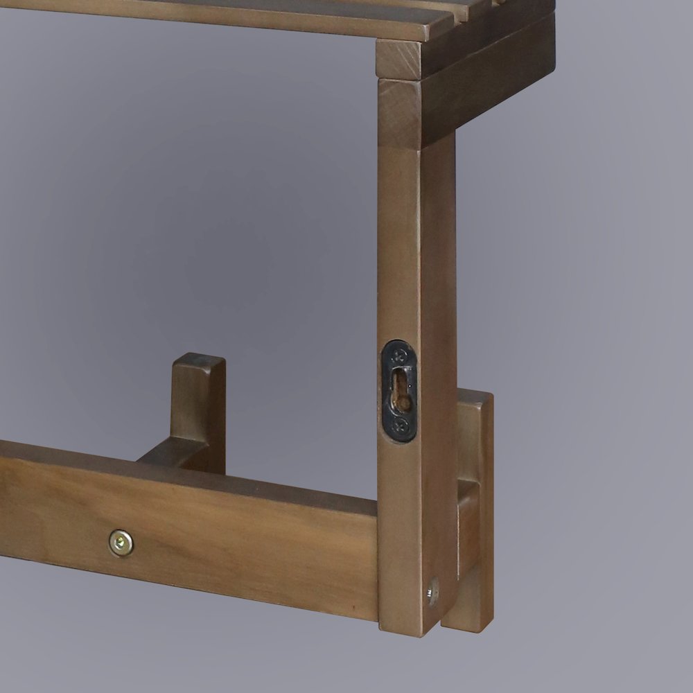100% Solid American Hardwood Floating Wall Mounted Hook with Shelf - Autumn Gray. Picture 7