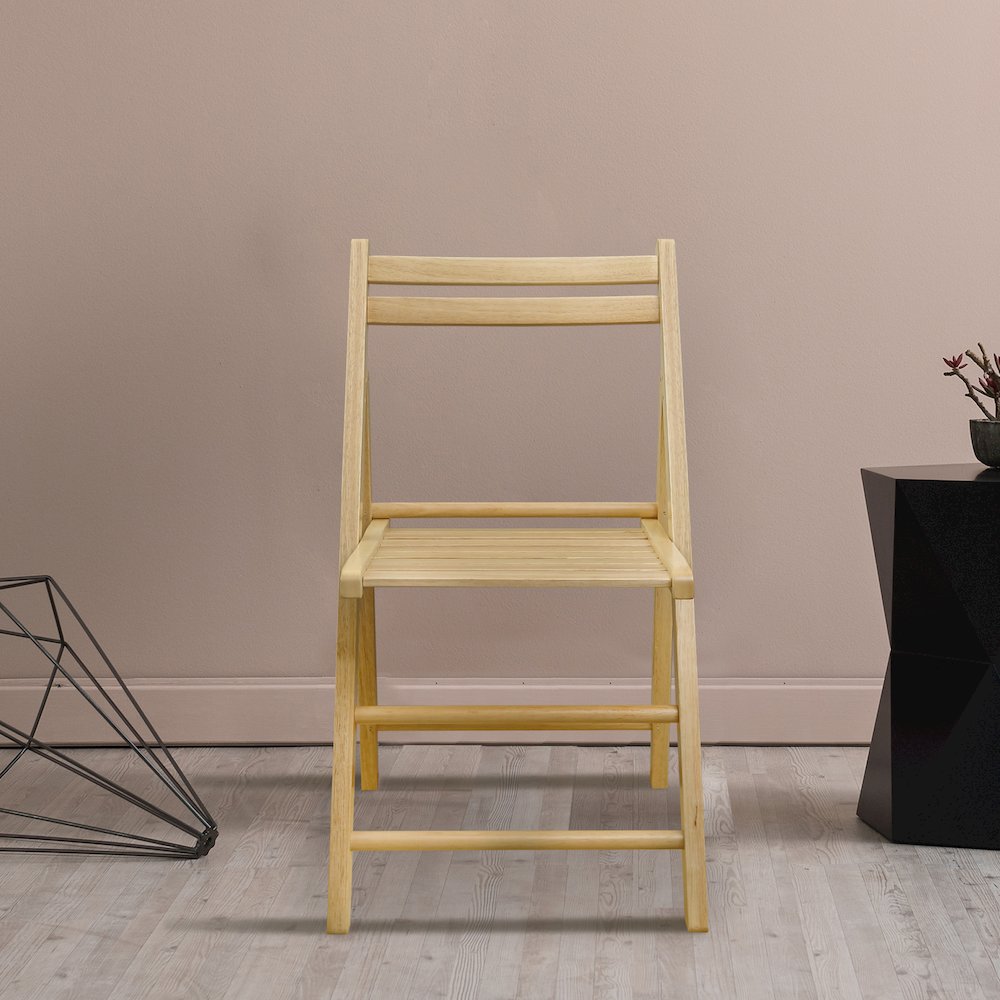 Casual Home Wooden Folding Chairs 2-Pcs Set - Natural. Picture 13