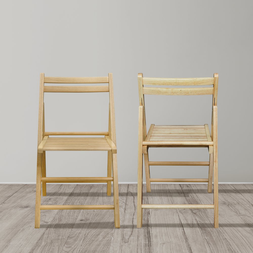 Casual Home Wooden Folding Chairs 2-Pcs Set - Natural. Picture 15