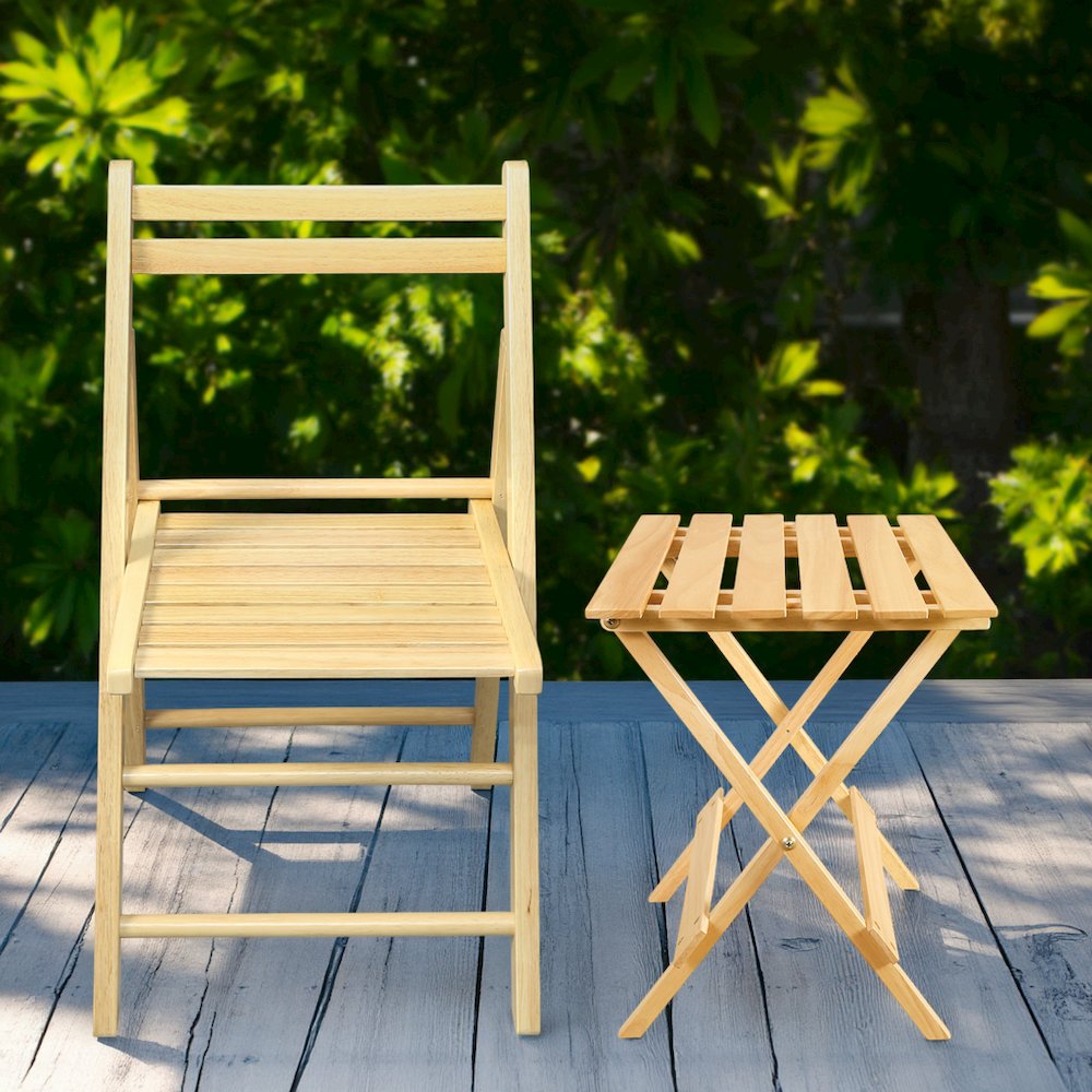 Casual Home Wooden Folding Chairs 2-Pcs Set - Natural. Picture 3