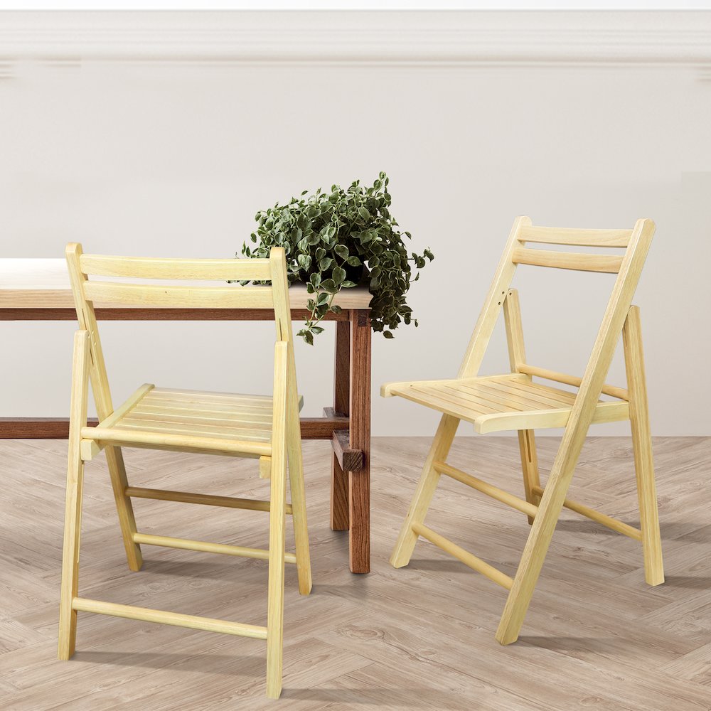 Casual Home Wooden Folding Chairs 2-Pcs Set - Natural. Picture 14