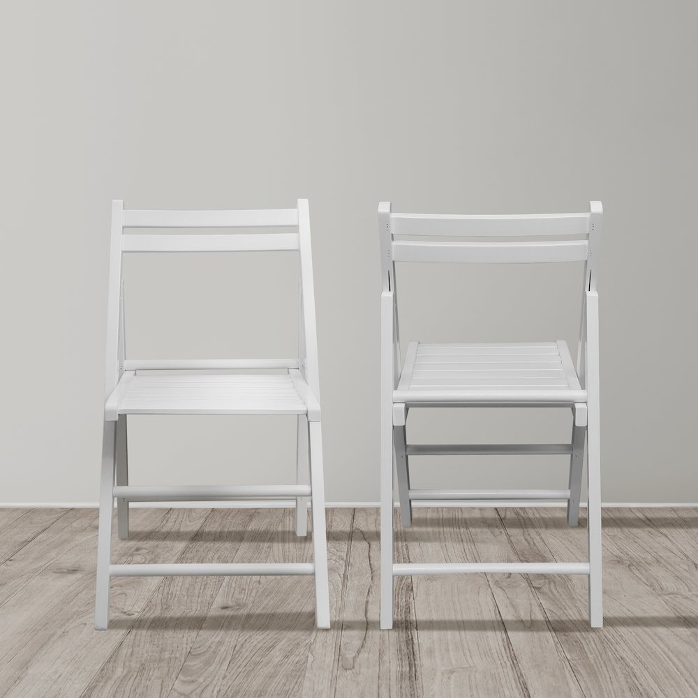 Casual Home Wooden Folding Chairs 2-Pcs Set - White. Picture 14