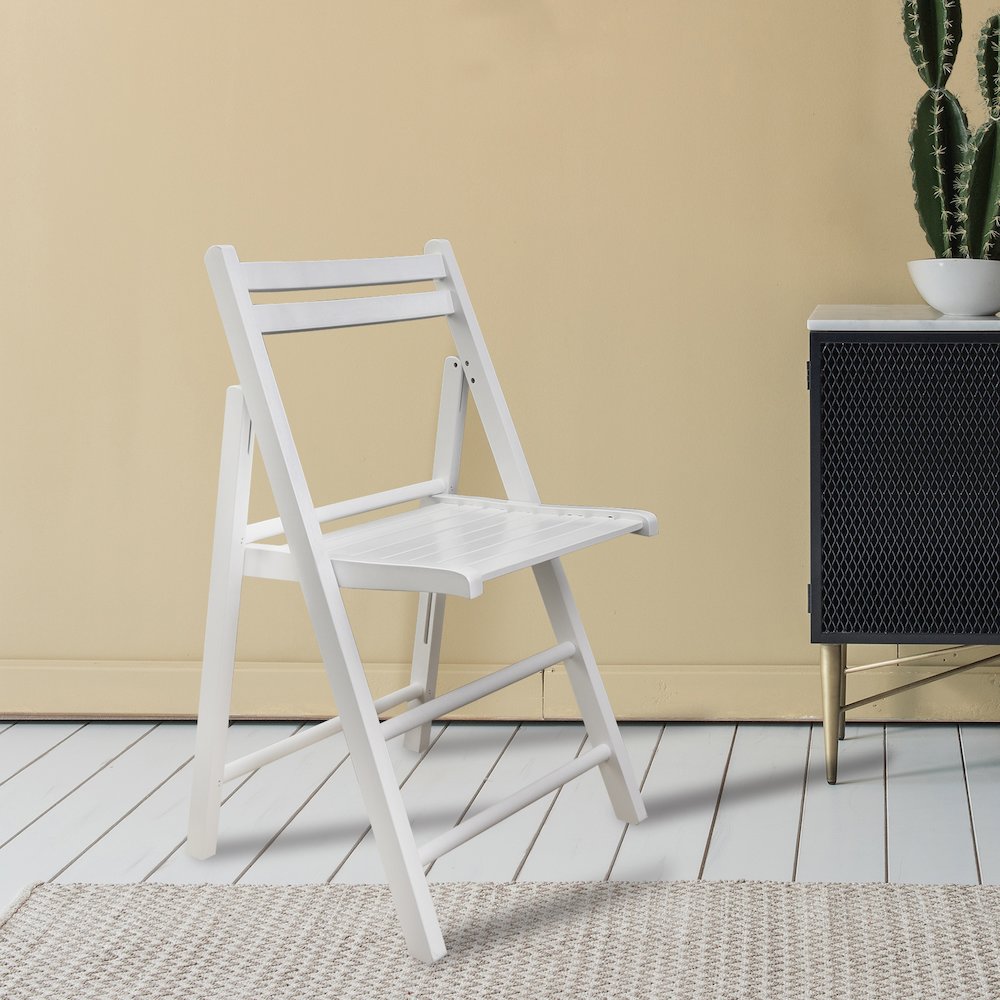 Casual Home Wooden Folding Chairs 2-Pcs Set - White. Picture 2