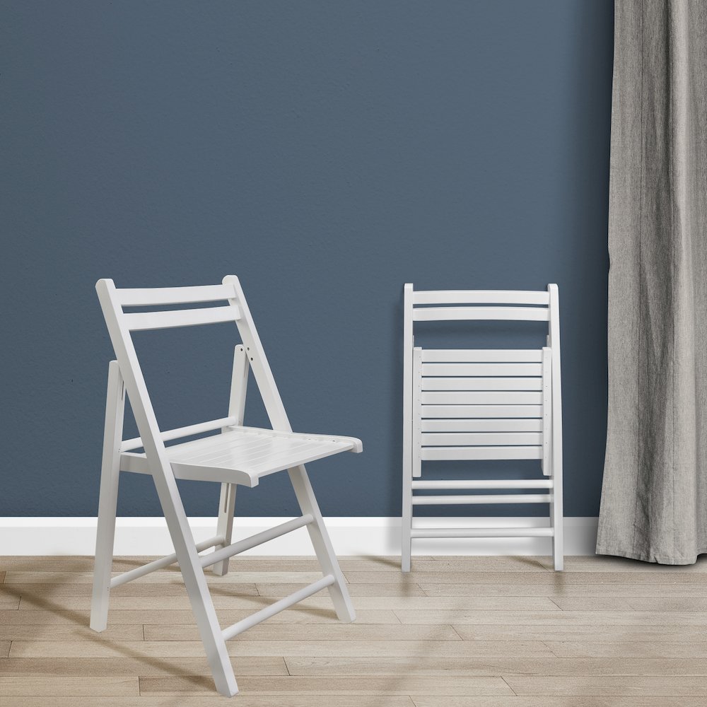 Casual Home Wooden Folding Chairs 2-Pcs Set - White. Picture 11