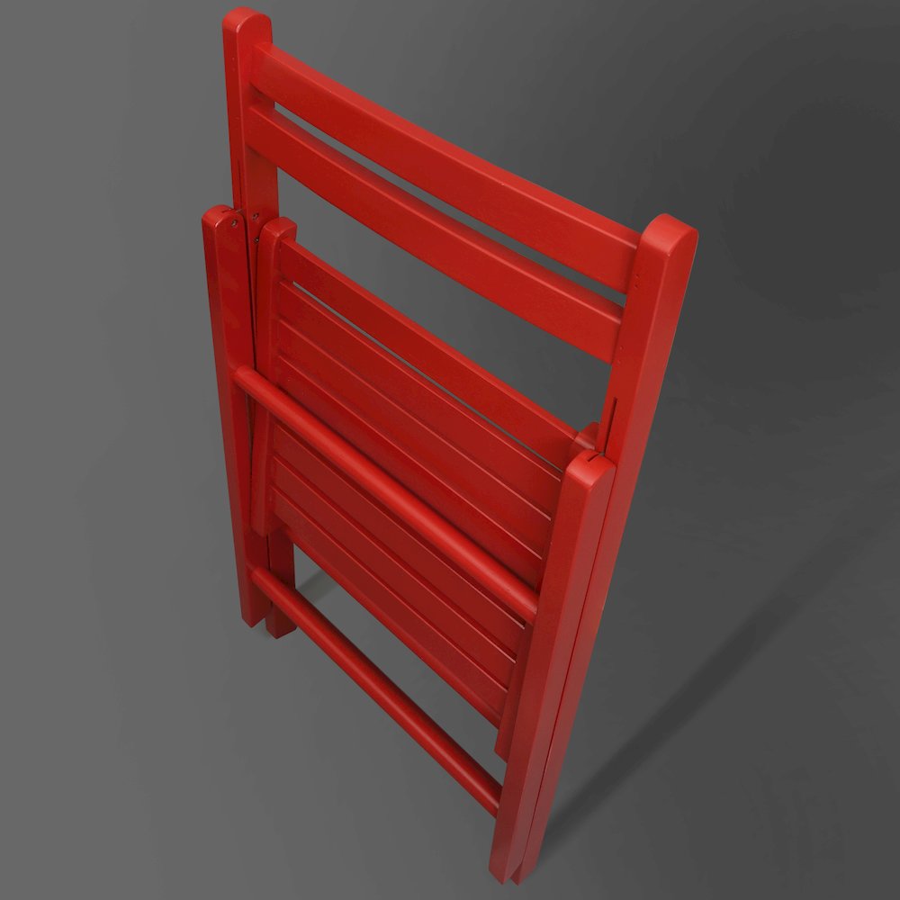 Casual Home Wooden Folding Chairs 2-Pcs Set - Red. Picture 12