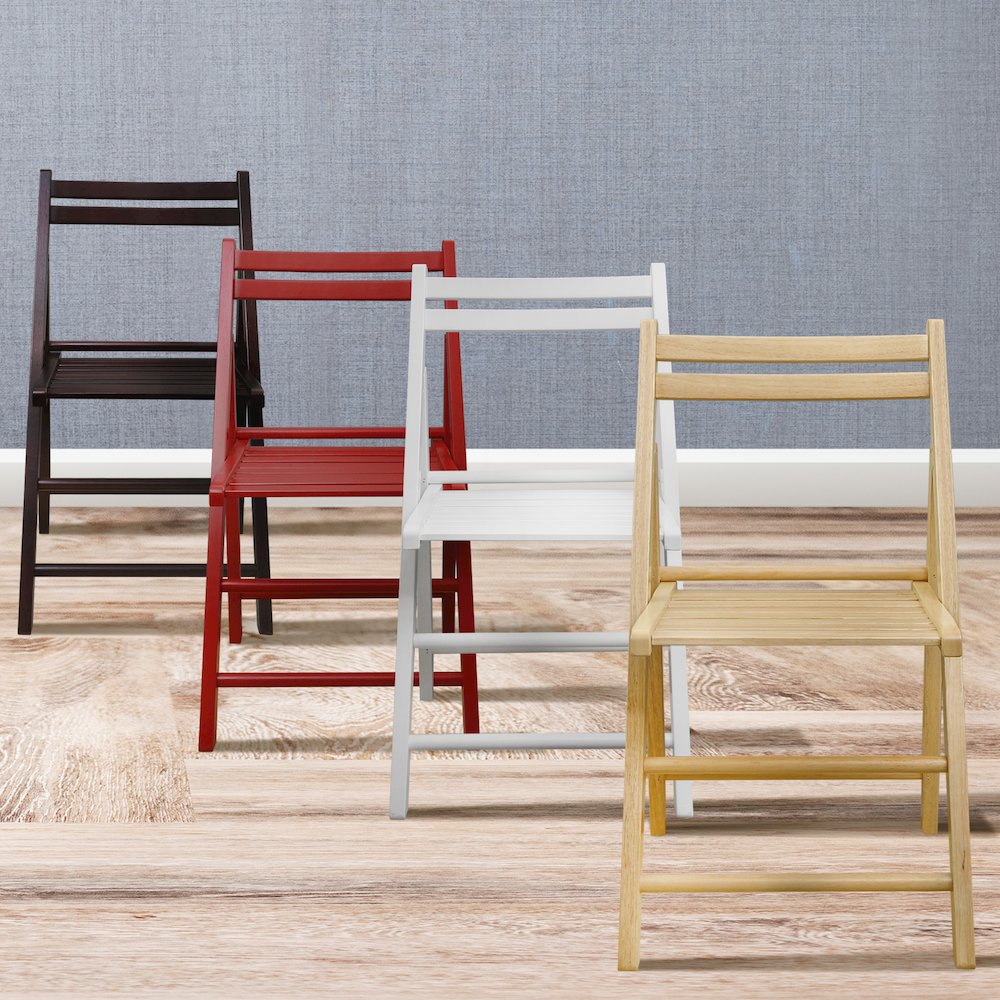 Casual Home Wooden Folding Chairs 2-Pcs Set - Red. Picture 4
