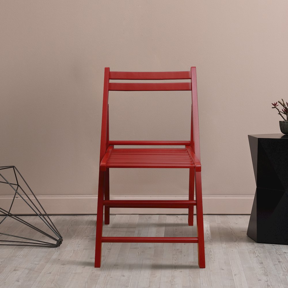 Casual Home Wooden Folding Chairs 2-Pcs Set - Red. Picture 7