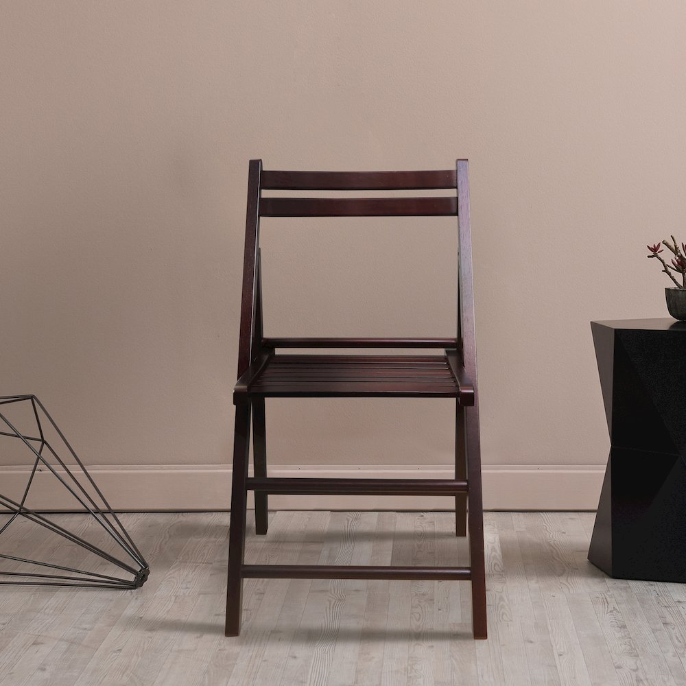Casual Home Wooden Folding Chairs 2-Pcs Set - Espresso. Picture 7