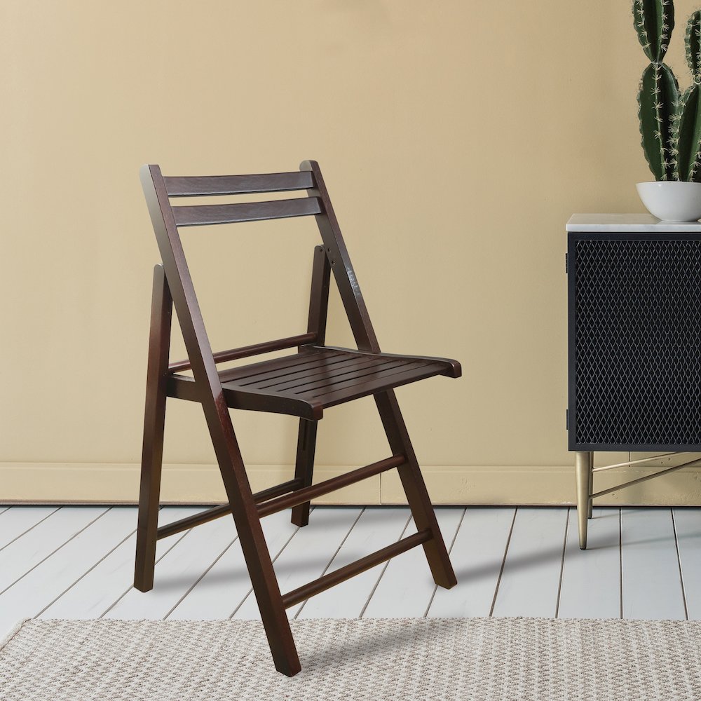 Casual Home Wooden Folding Chairs 2-Pcs Set - Espresso. Picture 2