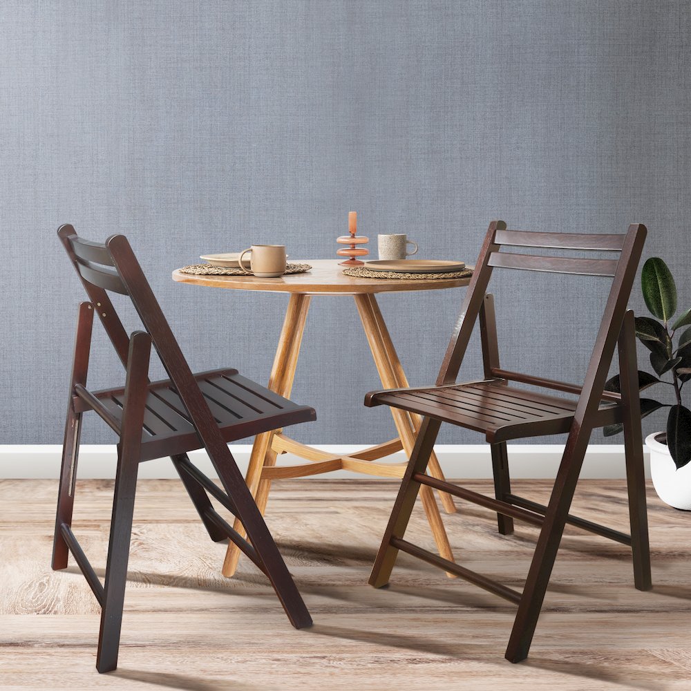 Casual Home Wooden Folding Chairs 2-Pcs Set - Espresso. Picture 15