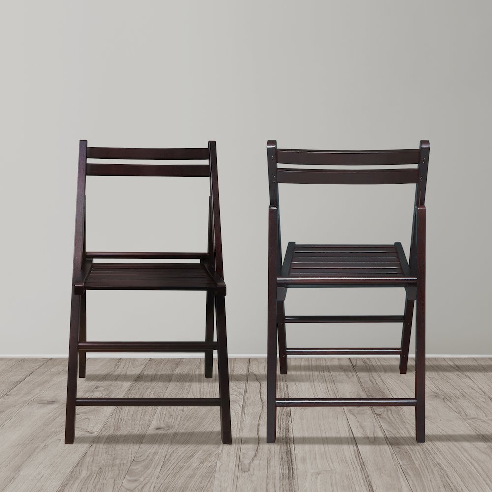 Casual Home Wooden Folding Chairs 2-Pcs Set - Espresso. Picture 8