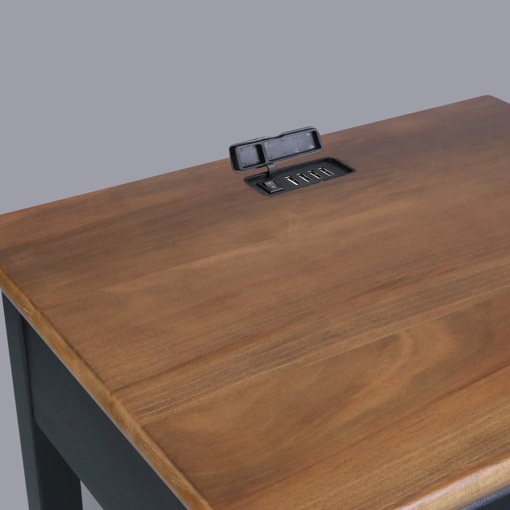 Night Owl Nightstand with USB Port - Walnut Black. Picture 10