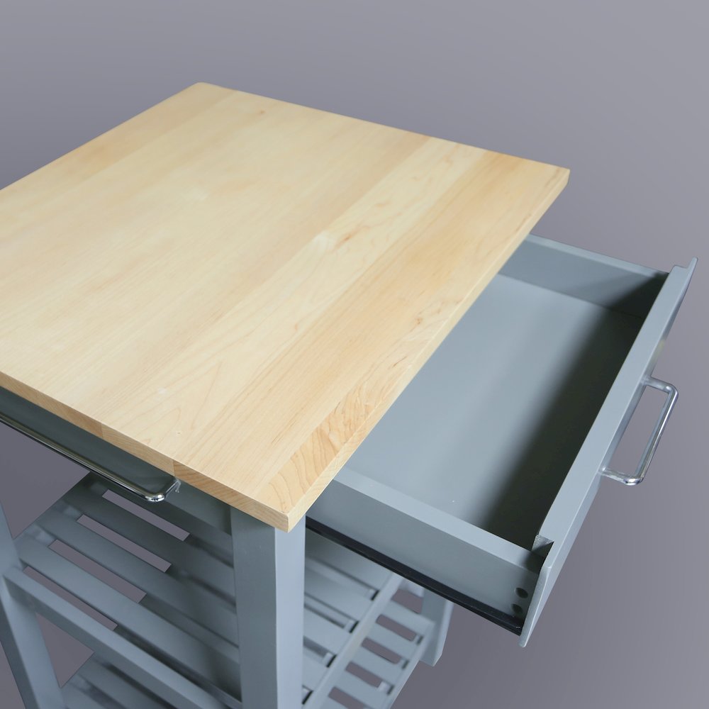 Sunrise Kitchen Island with Solid Wood Top - Slate Gray. Picture 12