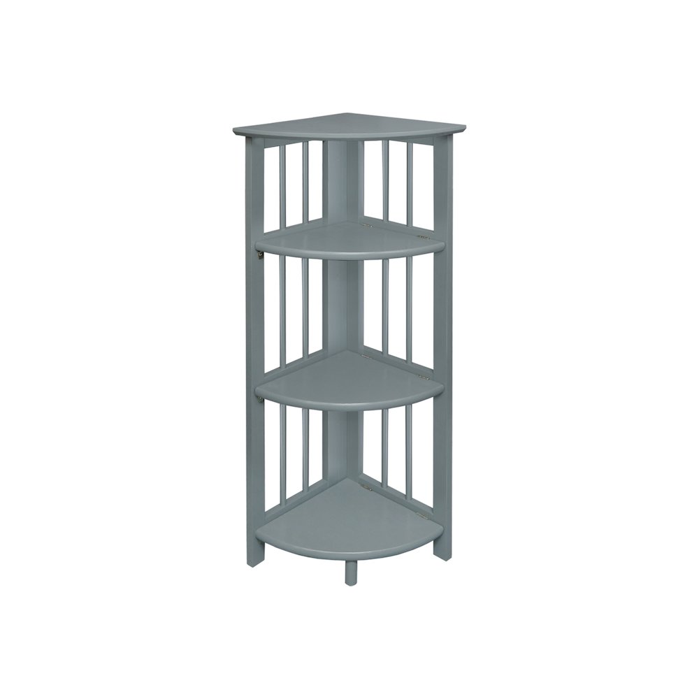 Casual Home Mission 4-Shelf Corner Folding Bookcase, Slate Gray. Picture 9