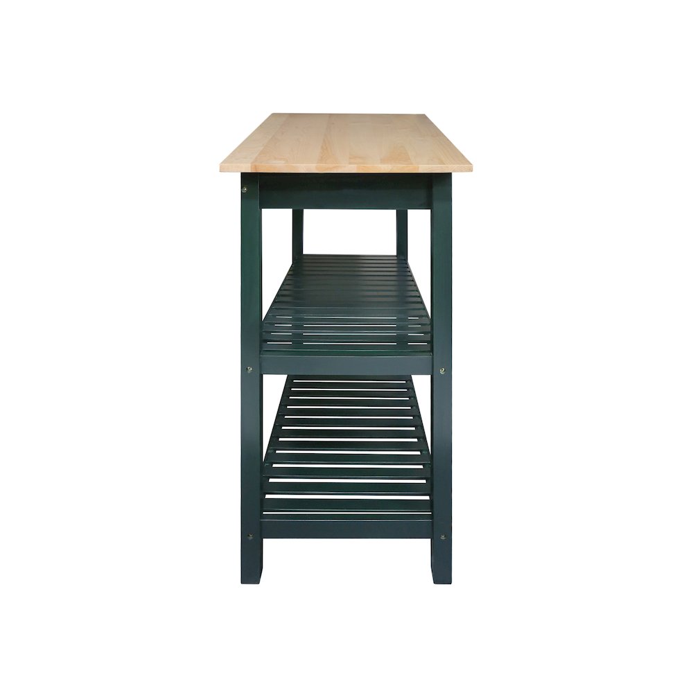 Kitchen Island with Solid American Hardwood Top, Hunter Green. Picture 4