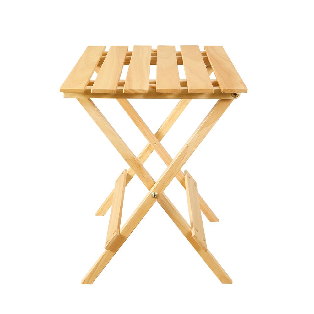Portable Solid Wood Folding Side Table 2-Piece Set - Natural. Picture 2