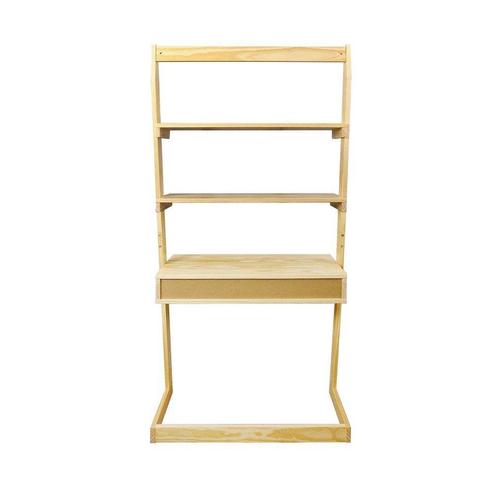 Freestanding Ladder Desk with Drawer, Natural. Picture 3